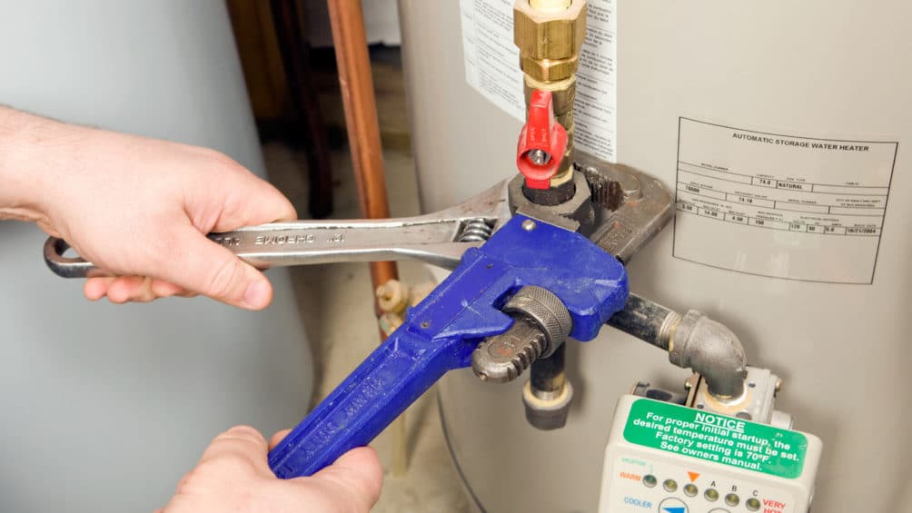 Water Heater being repaired